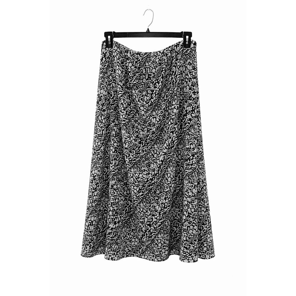 Cato Woman 22 24W Black White Midi Skirt Plus Size Lined Pull On Flowy